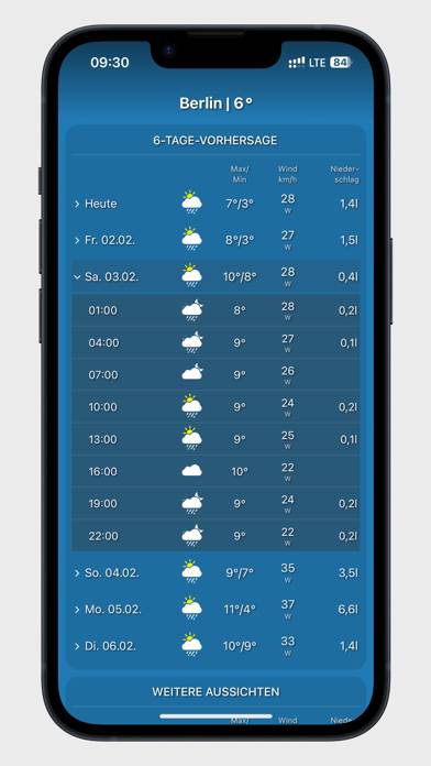 Mobilewetter App-Screenshot