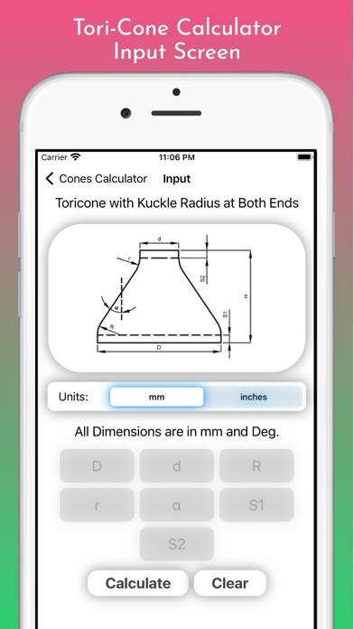 Cones Calculator Pro App screenshot