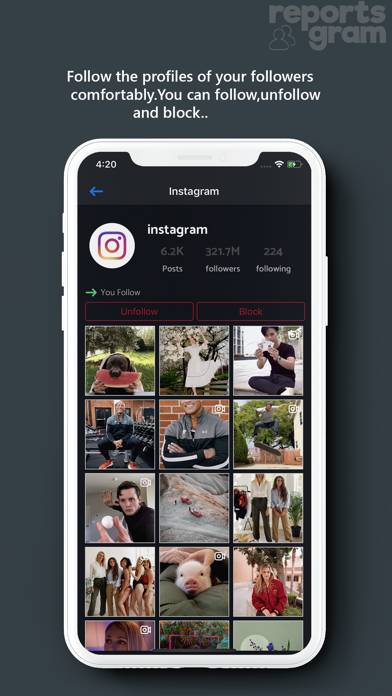 Reports plus Pro for Instagram Captura de pantalla de la aplicación