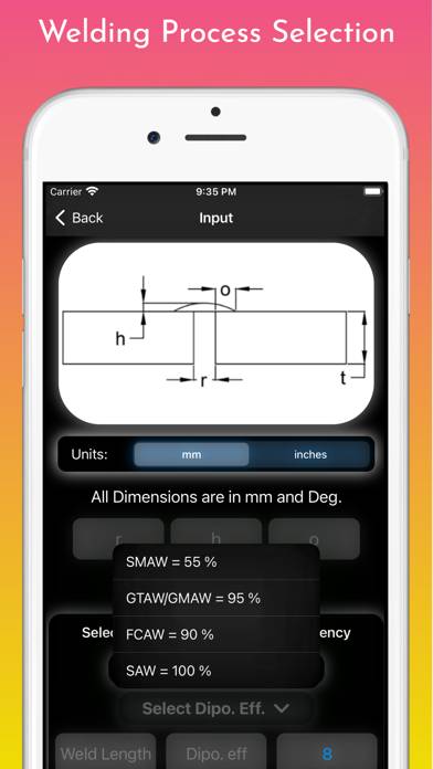 Welding Weight Calculator skärmdump