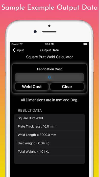 Welding Weight Calculator App skärmdump