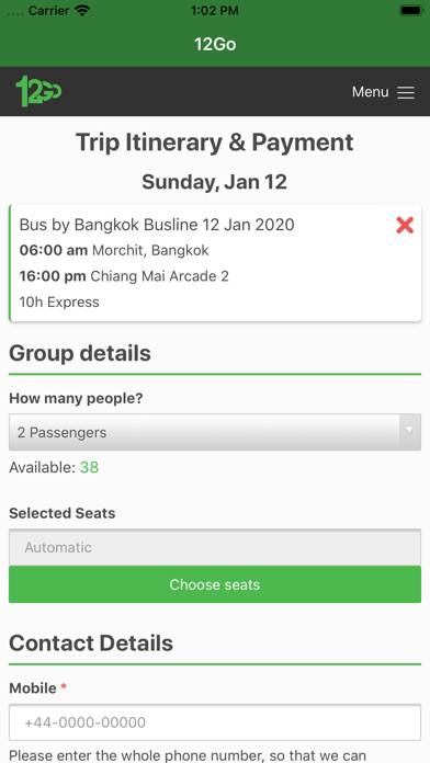 12Go Train Bus Ferry Flight Capture d'écran de l'application #3