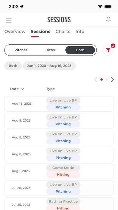 Rapsodo Diamond App-Screenshot