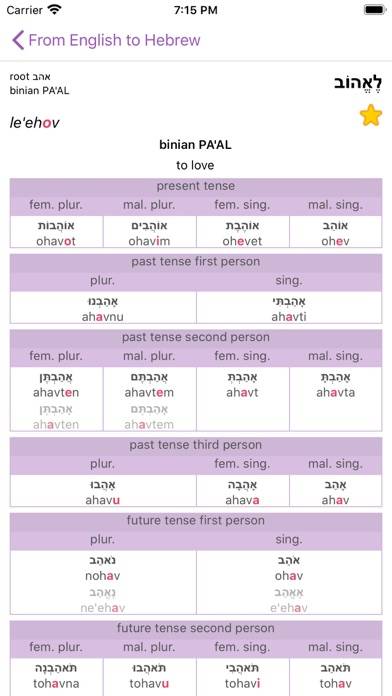 All Hebrew Verbs Captura de pantalla de la aplicación