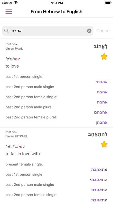 All Hebrew Verbs Captura de pantalla de la aplicación