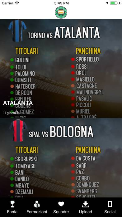 Cronache di spogliatoio Schermata dell'app