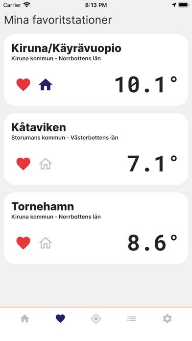 Temperatur.nu App skärmdump