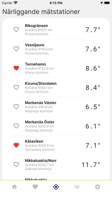 Temperatur.nu App skärmdump