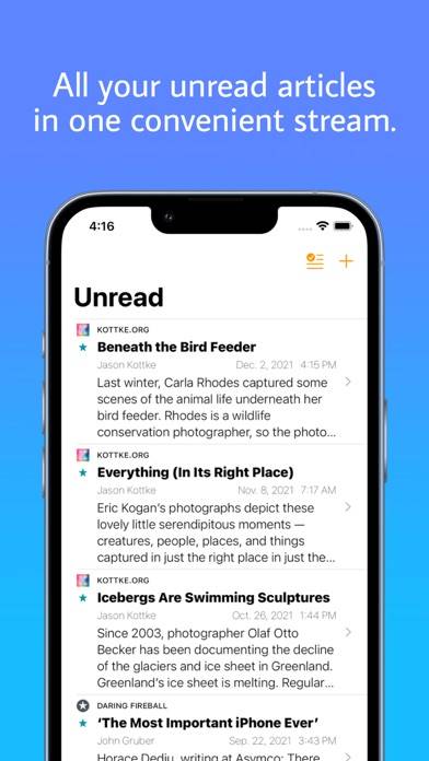 The Unreader: a Feedbin Client App skärmdump #1