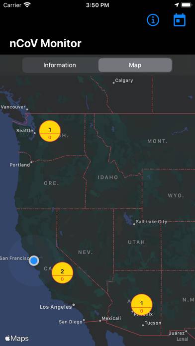 NCoV Monitor Schermata dell'app