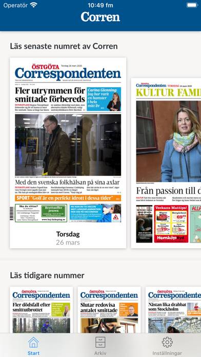 E-tidning Corren screenshot