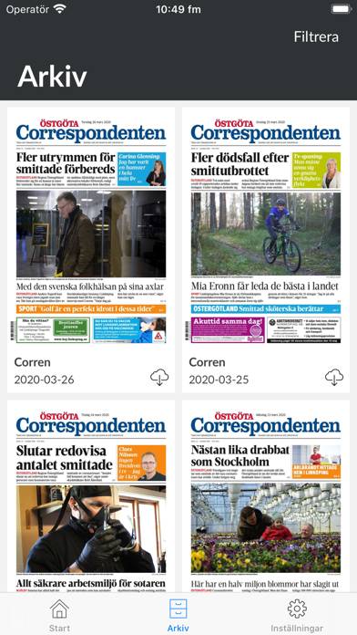 E-tidning Corren App skärmdump #2