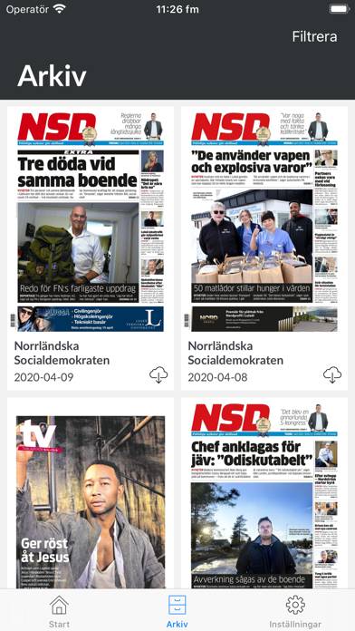 E-tidning NSD App skärmdump