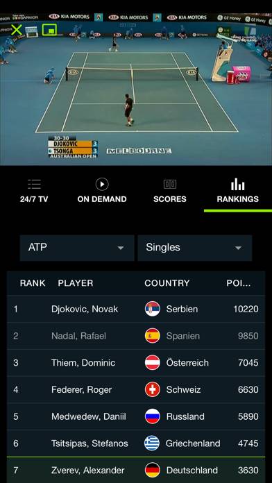 Tennis Channel App-Screenshot