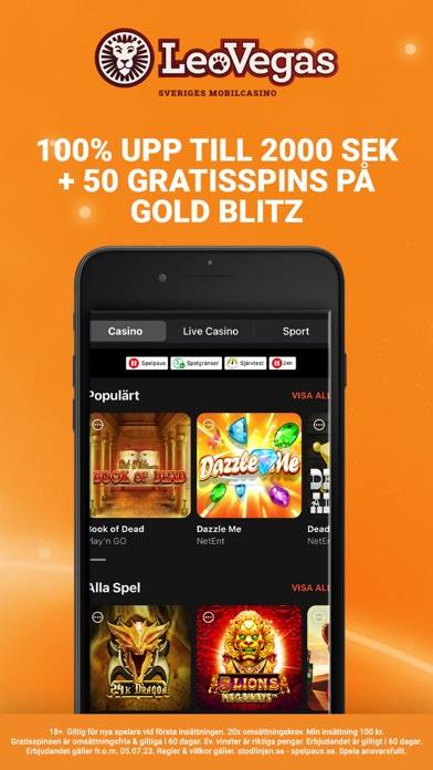 LeoVegas: Online Casino Spel App skärmdump #1