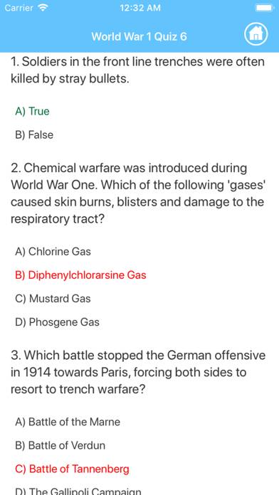 World War 1 Quizzes game screenshot