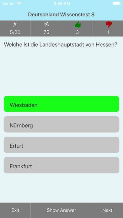 Deutschland Testfragen Spiel-Screenshot
