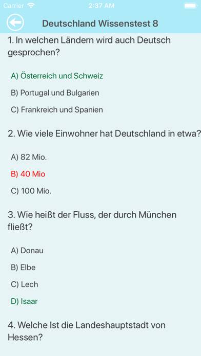 Deutschland Testfragen Spiel-Screenshot