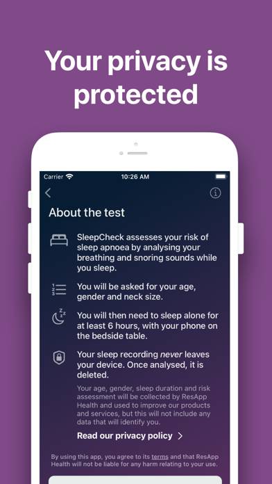 SleepCheck Capture d'écran de l'application