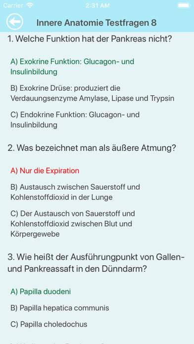 Innere Anatomie Testfragen Spiel-Screenshot
