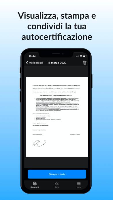AutoCert19 Autocertificazione Schermata dell'app