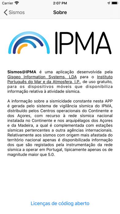 Sismos@IPMA App skärmdump