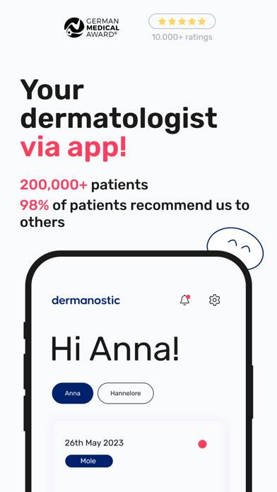 Hautarzt per App - dermanostic Bildschirmfoto