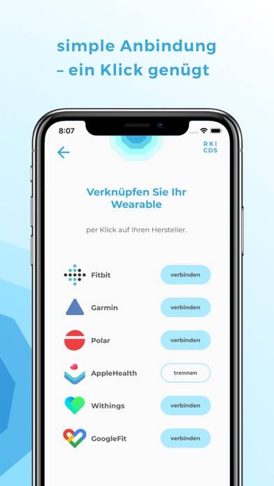 Corona-Datenspende App-Screenshot