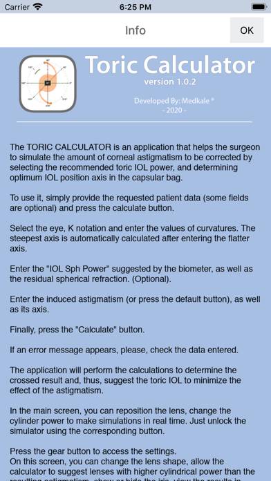 Toric Calculator for iPhone App-Screenshot