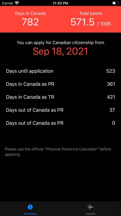 Days in Canada App screenshot #1