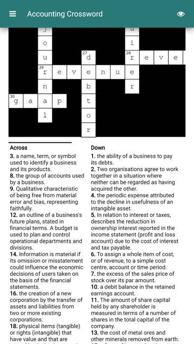 Accounting Terms Crossword screenshot