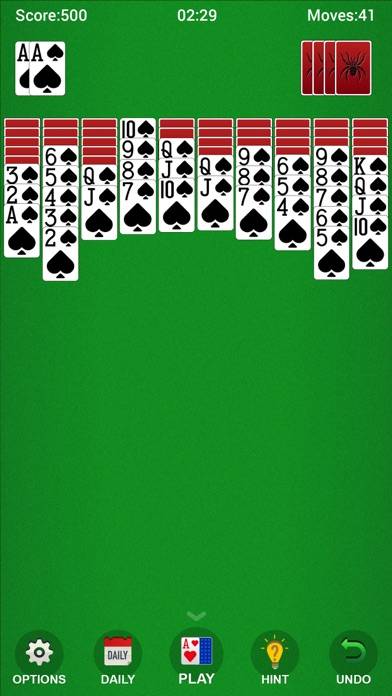 .Spider Solitaire! captura de pantalla del juego
