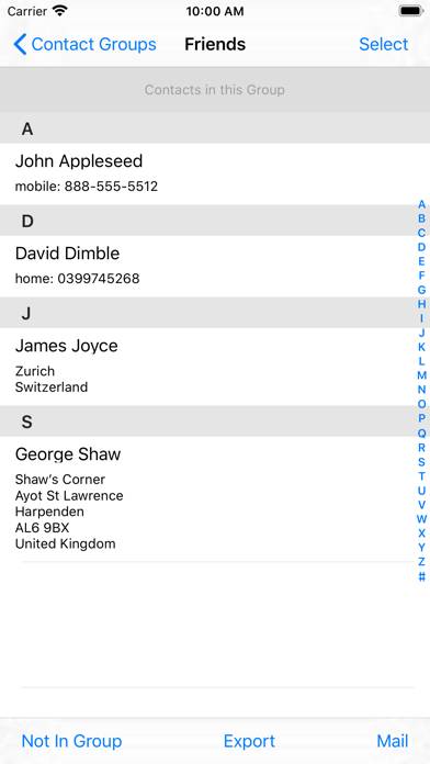 Contact Groups App screenshot