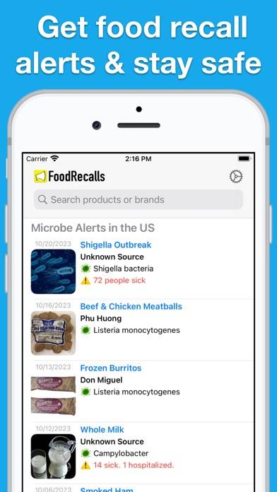 Food Recalls & Alerts App screenshot