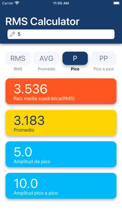 Calculadora de Valor eficaz Captura de pantalla de la aplicación
