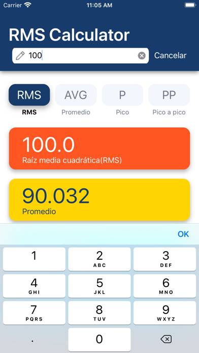 Calculadora de Valor eficaz Captura de pantalla de la aplicación