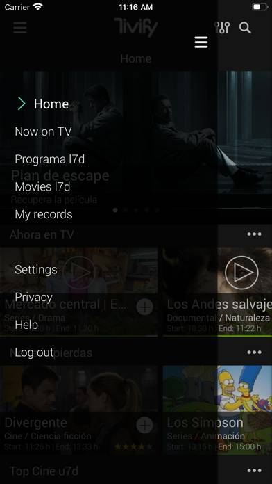 Tivify TV Captura de pantalla de la aplicación