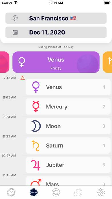 Planetary Hours plus Widget Captura de pantalla de la aplicación #2
