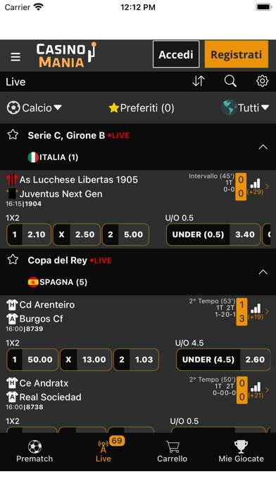 CasinoMania Sport-Scommesse Schermata dell'app #3