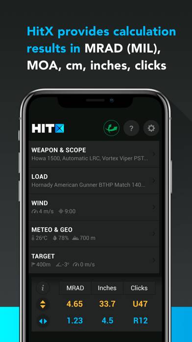 Ballistic Calculator HitX App screenshot