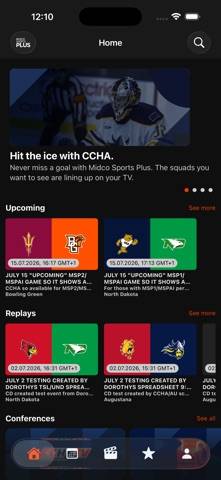 Midco Sports Plus App screenshot