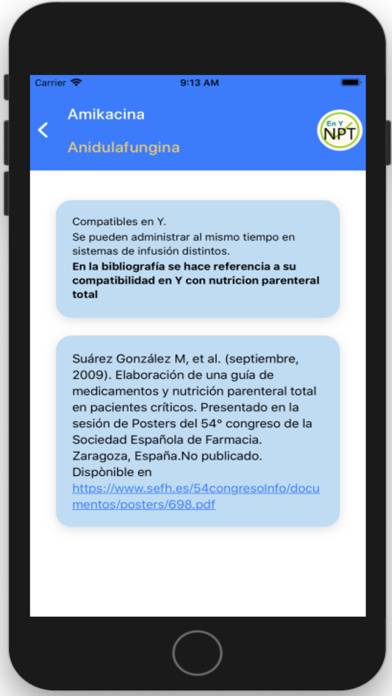 Compatibilidad fármacos vía IV Captura de pantalla de la aplicación #4