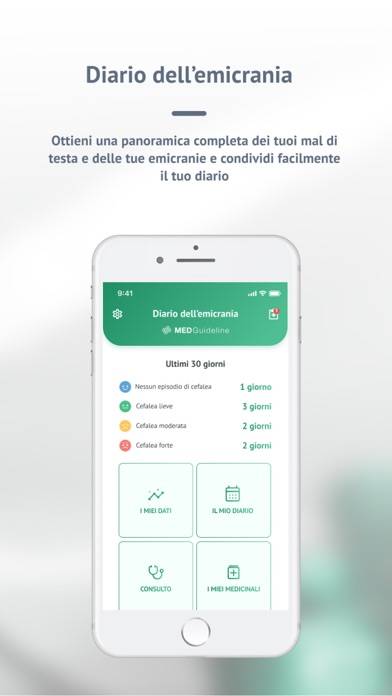 Diario dell’emicrania immagine dello schermo