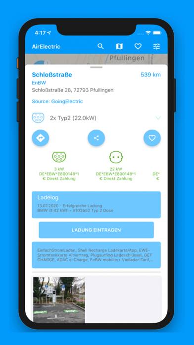 AirElectric-Ladestationen App-Screenshot