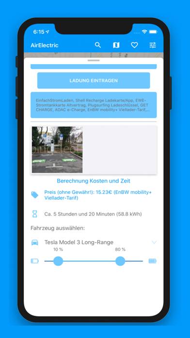 AirElectric-Ladestationen App-Screenshot