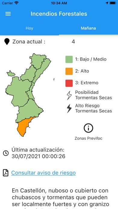 GVA 112 Avisos Captura de pantalla de la aplicación