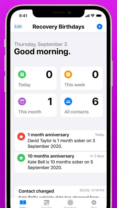 Recovery Birthdays App screenshot #2
