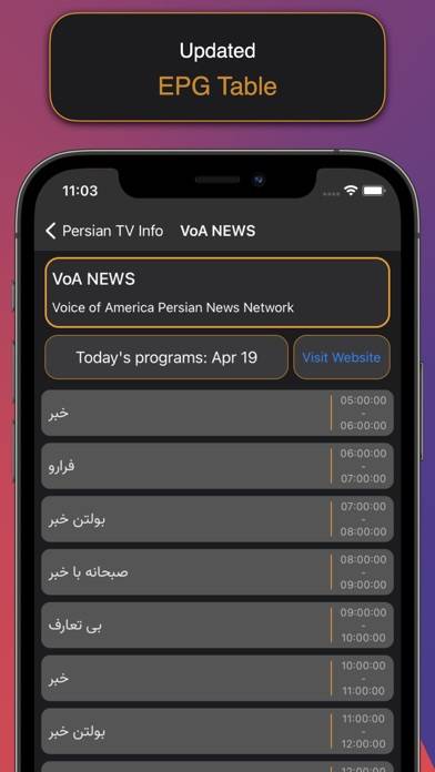 Farsi TV Info App screenshot #3
