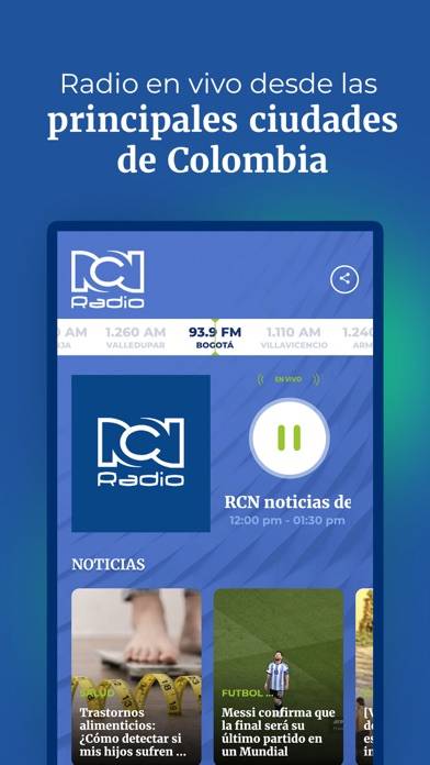 RCN Radio Oficial Captura de pantalla de la aplicación