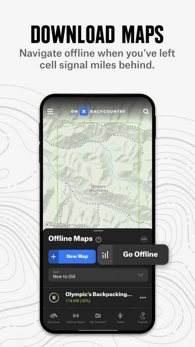 OnX Backcountry Hiking Trails App screenshot